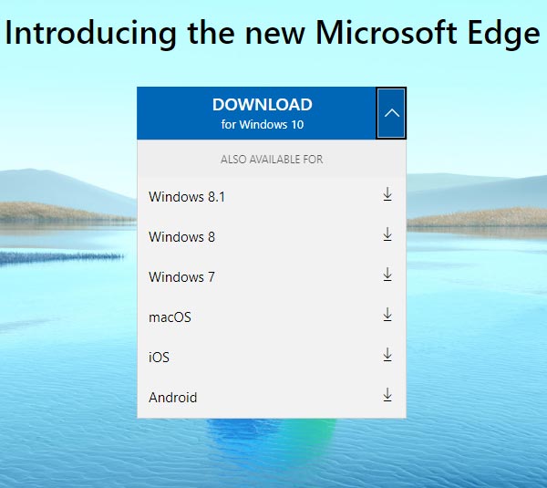 Список доступных ОС для установки варианты загрузки microsoft edge на базе chromium