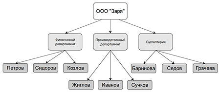 Структура фирмы Пример структуры организации