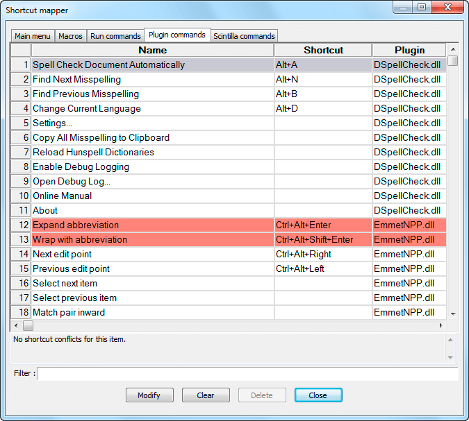 Конфликт комбинаций горячих клавиш notepad++ keystroke conflict