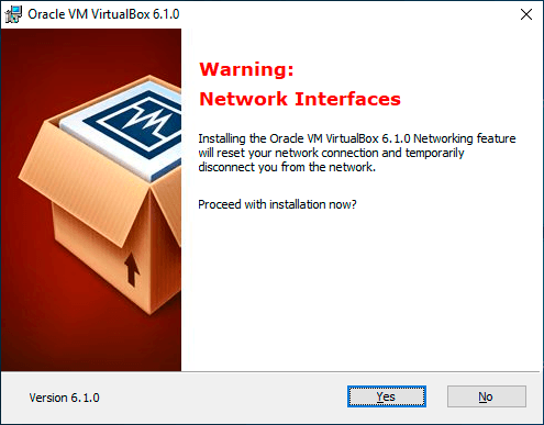 Предупреждение о временном разрыве связи с интернетом предупреждение virtualbox об отключении сетевого интерфейса